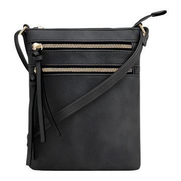 Bolso Bandolera Negro con Múltiples Bolsillos
