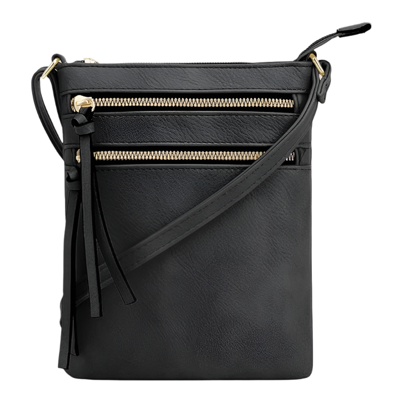 Bolso Bandolera Negro con Múltiples Bolsillos